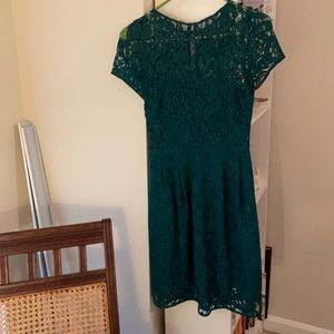 crochet j crew mini dress with illusion neckline